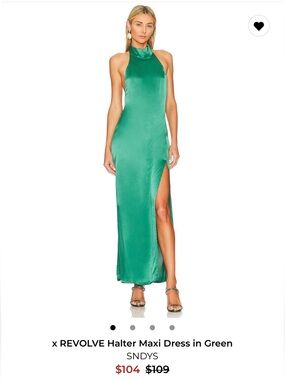 REVOLVE Green Halter-Back Maxi Dress size XS
